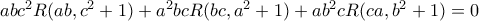 abc^2R(ab,c^2+1) + a^2bcR(bc,a^2+1) + ab^2cR(ca,b^2+1) = 0