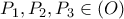 \displaystyle{ 
P_1 ,P_2 ,P_3  \in \left( O \right) 
}