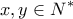 \displaystyle{x , y \in N^{*}}