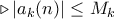 \triangleright \left |a_k(n) \right |\leq M_k