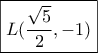 \boxed{L(\frac{{\sqrt 5 }}{2}, - 1)}