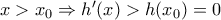 x>{{x}_{0}}\Rightarrow {h}'(x)>h({{x}_{0}})=0