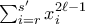 \sum_{i=r}^{s'} x_i^{2\ell-1}