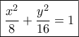 \boxed{ \frac{{{x^2}}}{8} + \frac{{{y^2}}}{{16}} = 1}