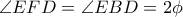 \angle EFD=\angle EBD= 2 \phi
