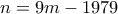 n=9m-1979