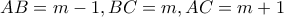 AB=m-1,BC=m,AC=m+1