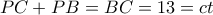 PC+PB=BC=13=ct PC+PB=BC=13=ct