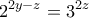 \displaystyle{2^{2y-z}=3^{2z}}