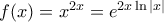f(x)={{x}^{2x}}={{e}^{2x\ln |x|}}
