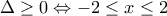 \Delta \geq 0 \Leftrightarrow -2\leq x \leq 2