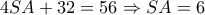 4SA + 32 = 56 \Rightarrow SA = 6