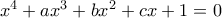 x^4+ax^3+bx^2+cx+1=0