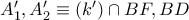 A_{1}', A_{2}' \equiv (k') \cap BF, BD
