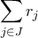 \displaystyle{ \sum_{j \in J}  r_{j} }