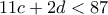 11c+2d<87 11c+2d<87