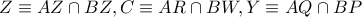 Z\equiv AZ\cap BZ,C\equiv AR\cap BW,Y\equiv AQ\cap BP