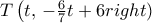 T\left (t, \, -\frac {6}{7}t+6 right )
