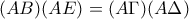 \displaystyle{(AB)(AE)=(A\Gamma)(A\Delta) }