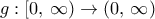 g: [0, \, \infty ) \to (0, \, \infty )