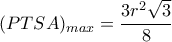 (PTSA)_{max} = \dfrac{3r^2 \sqrt{3} }{8} 