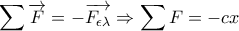 \displaystyle{\sum \overrightarrow{F} =-\overrightarrow{F_{\epsilon\lambda }}\Rightarrow \sum F =-cx}