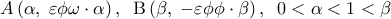 \displaystyle 
A\left( {\alpha ,\;\varepsilon \phi \omega  \cdot \alpha } \right),\;\;{\rm B}\left( {\beta ,\; - \varepsilon \phi \phi  \cdot \beta } \right),\;\;0 < \alpha  < 1 < \beta