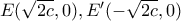 E(\sqrt{2c}, 0) , E'(- \sqrt{2c}, 0)