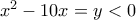 {x^2} - 10x = y < 0