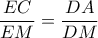 \dfrac{EC}{EM}=\dfrac{DA}{DM}