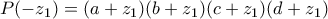 P(-z_1)=(a+z_1)(b+z_1)(c+z_1)(d+z_1)