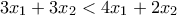 3x_1+3x_2< 4x_{1} +2x_{2}
