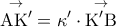 \displaystyle{ 
\mathop {{\rm A}{\rm K}'}\limits^ \to   = \kappa ' \cdot \mathop {{\rm K}'{\rm B}}\limits^ \to   
}
