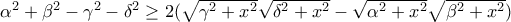 \alpha^2+\beta^2-\gamma^2-\delta^2\ge2(\sqrt{\gamma^2+x^2}\sqrt{\delta^2+x^2}-\sqrt{\alpha^2+x^2}\sqrt{\beta^2+x^2})