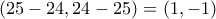 (25-24,24-25) = (1,-1)