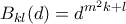 \displaystyle{B_{kl} (d) = d^{m^2 k + l}}
