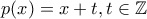 p(x)=x+t, t \in \mathbb{Z}