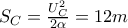  S_{C}=\frac{U_{C}^{2}}{2\alpha}=12m