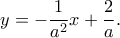 \displaystyle{y=-\frac{1}{a^2}x+\frac{2}{a}.}