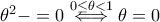 \theta^2-\tehta=0\overset{0\leq \theta<1}{\iff}\theta=0
