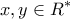 \displaystyle{x,y \in {R^*}}