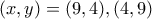 (x,y)=(9,4),(4,9)