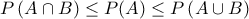 P\left(A\cap B\right) \leq P(A) \leq P\left(A\cup B\right)