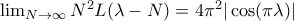 \lim_{N\to\infty}N^2L(\lambda - N)=4\pi^2|\cos(\pi\lambda)|