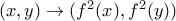 (x,y)\rightarrow (f^2(x),f^2(y))