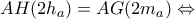 \displaystyle AH(2{h_a}) = AG(2{m_a}) \Leftrightarrow 