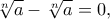 \root n \of a  - \root n \of a  = 0,\;