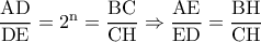 \rm \dfrac{AD}{DE}=2^n=\dfrac{BC}{CH}\Rightarrow \dfrac{AE}{ED}=\dfrac{BH}{CH}