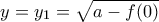 y=y_1=\sqrt{a-f(0)}