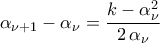 \alpha_{\nu+1}-\alpha_{\nu}=\dfrac{k-\alpha_{\nu}^{2}}{2\,\alpha_{\nu}}